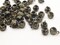 50 9mm Black Round Plastic Beads with Gold Flower Pattern Large Hole Beads with Loop